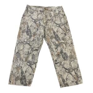 Men's Wrangler Jeans Double Knee Vintage Camo outdoor 38 Mossy Oak Break Canvas